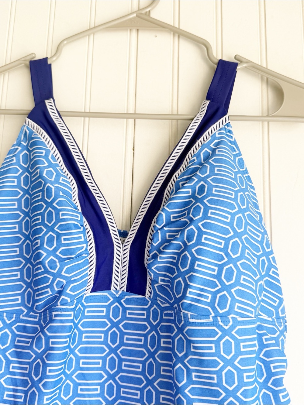 Talbots X Cabana Life Size L Embroidered One Piece Swimsuit In sapphire Blue NEW - Picture 4 of 8
